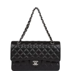Chanel Medium Classic Double Flap Black Caviar Silver Hardware -Online Bag Store C M255 110722 1 07