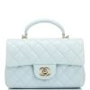 Chanel Mini Rectangular Flap With Top Handle Light Blue Lambskin Light Gold Hardware -Online Bag Store C M255 111021 2 1