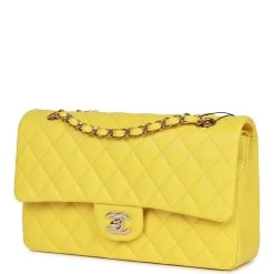 Chanel Medium Classic Double Flap Bag Yellow Caviar Light Gold Hardware -Online Bag Store C M255 111722 1 05