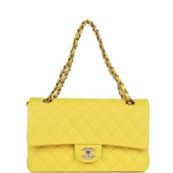 Chanel Medium Classic Double Flap Bag Yellow Caviar Light Gold Hardware -Online Bag Store C M255 111722 1 07