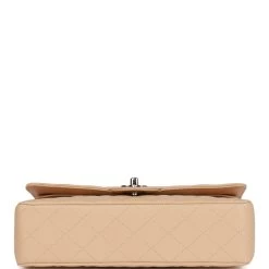 Chanel Medium Classic Double Flap Bag Beige Caviar Silver Hardware -Online Bag Store C M255 120222 1 06 69443dc5 93a3 442e 8b30 46f10b2b9ddb