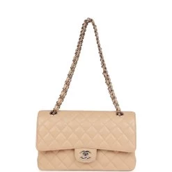 Chanel Medium Classic Double Flap Bag Beige Caviar Silver Hardware -Online Bag Store C M255 120222 1 07 2f3598d2 74a0 4e60 9068 563880469ecc