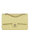 Chanel Medium Classic Double Flap Bag Light Green Lambskin Light Gold Hardware -Online Bag Store C M255 122822 4 01