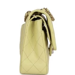 Chanel Medium Classic Double Flap Bag Light Green Lambskin Light Gold Hardware -Online Bag Store C M255 122822 4 03