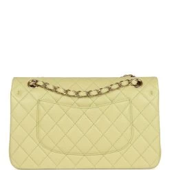 Chanel Medium Classic Double Flap Bag Light Green Lambskin Light Gold Hardware -Online Bag Store C M255 122822 4 04