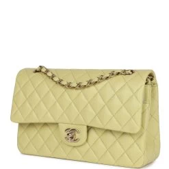Chanel Medium Classic Double Flap Bag Light Green Lambskin Light Gold Hardware -Online Bag Store C M255 122822 4 05