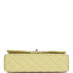 Chanel Medium Classic Double Flap Bag Light Green Lambskin Light Gold Hardware -Online Bag Store C M255 122822 4 06