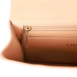 Chanel Mini Flap With Top Handle Beige And Caramel Lambskin Light Gold Hardware -Online Bag Store C M255 230317 1 10