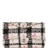Pre-owned Chanel Medium Classic Double Flap Bag White, Black, And Pink Tweed Silver Hardware -Online Bag Store C M255 230322 1 01