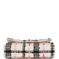 Pre-owned Chanel Medium Classic Double Flap Bag White, Black, And Pink Tweed Silver Hardware 16 Pre-owned Chanel Medium Classic Double Flap Bag White, Black, And Pink Tweed Silver Hardware -Online Bag Store C M255 230322 1 06