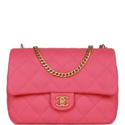 Chanel Medium Sweetheart Crush Flap Bag Pink Caviar Antique Gold Hardware