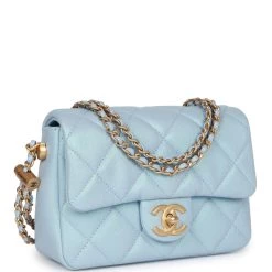 Chanel My Perfect Mini Flap Bag Blue Iridescent Caviar Antique Gold Hardware -Online Bag Store C M255 230328 1 02