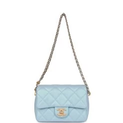 Chanel My Perfect Mini Flap Bag Blue Iridescent Caviar Antique Gold Hardware -Online Bag Store C M255 230328 1 08