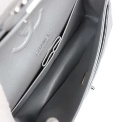 Chanel Medium Classic Double Flap Bag Silver Metallic Lambskin Silver Hardware -Online Bag Store C M255 230502 1 09