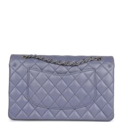 Chanel Medium Classic Double Flap Bag Purple Lambskin Silver Hardware -Online Bag Store C M255 230621 1 05
