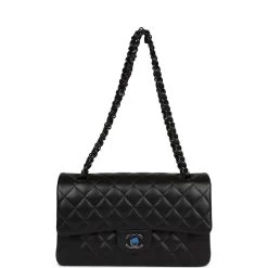 Chanel Medium Classic Double Flap Bag SO Black Lambskin Black Hardware 17 Chanel Medium Classic Double Flap Bag SO Black Lambskin Black Hardware -Online Bag Store C M255 230629 1 07