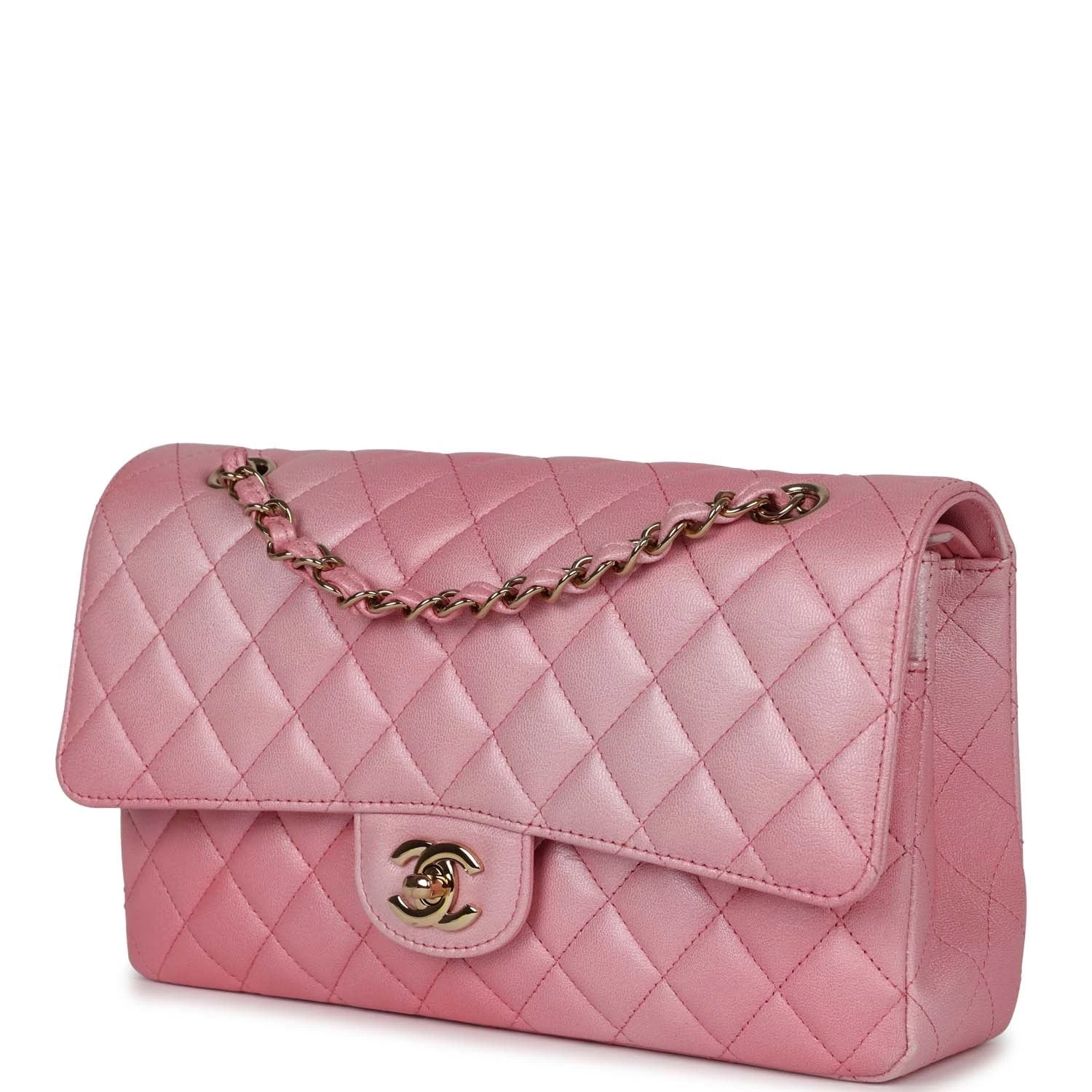 Pre-owned Chanel Medium Classic Double Flap Bag Pink Iridescent Ombre Goatskin Gold Hardware 7 Pre-owned Chanel Medium Classic Double Flap Bag Pink Iridescent Ombre Goatskin Gold Hardware - Image 5