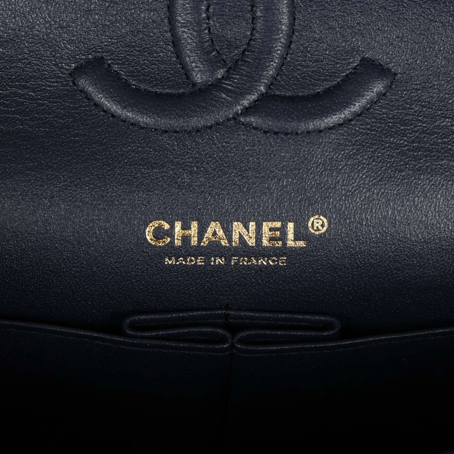 Chanel Medium Classic Double Flap Bag Navy Caviar Light Gold Hardware 10 Chanel Medium Classic Double Flap Bag Navy Caviar Light Gold Hardware - Image 8