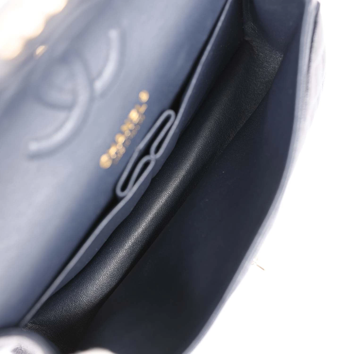 Chanel Medium Classic Double Flap Bag Navy Caviar Light Gold Hardware 11 Chanel Medium Classic Double Flap Bag Navy Caviar Light Gold Hardware - Image 9