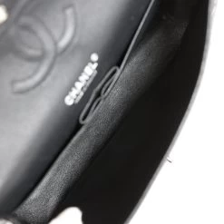 Chanel Medium Classic Double Flap Bag Black Patent Leather Silver Hardware -Online Bag Store C M255 230905 1 09