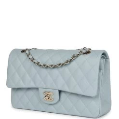 Chanel Medium Classic Double Flap Light Blue Caviar Light Gold Hardware -Online Bag Store C M255 230925 4 03