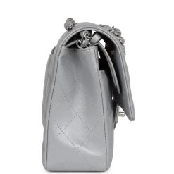 Chanel Medium Classic Double Flap Silver Metallic Lambskin Silver Hardware -Online Bag Store C M255 231017 1 04