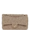 Pre-owned Chanel Medium Classic Double Flap Beige Tweed Gold Hardware -Online Bag Store C M255 231110 1 RL 01