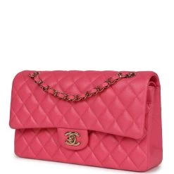 Chanel Medium Classic Double Flap Bag Hot Pink Shiny Caviar Gold Hardware -Online Bag Store C M255 231116 1 03