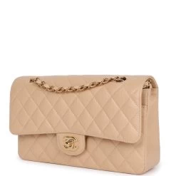 Chanel Medium Classic Double Flap Bag Beige Caviar Gold Hardware -Online Bag Store C M255 231219 1 JD 03