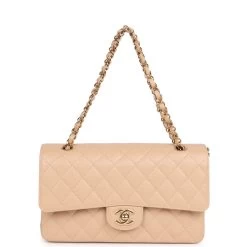 Chanel Medium Classic Double Flap Bag Beige Caviar Gold Hardware -Online Bag Store C M255 231219 1 JD 09
