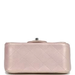 Chanel Mini Square Flap Pink Iridescent Lambskin Silver Hardware -Online Bag Store C M255 240115 2 06