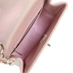 Chanel Mini Square Flap Pink Iridescent Lambskin Silver Hardware -Online Bag Store C M255 240115 2 08
