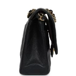Pre-Owned Chanel Medium Classic Double Flap Black Caviar Gold Hardware -Online Bag Store C M255 240123 1 04