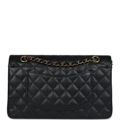 Pre-Owned Chanel Medium Classic Double Flap Black Caviar Gold Hardware -Online Bag Store C M255 240123 1 05
