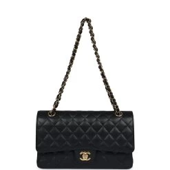 Pre-Owned Chanel Medium Classic Double Flap Black Caviar Gold Hardware -Online Bag Store C M255 240123 1 07