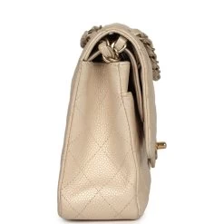 Pre-owned Chanel Medium Classic Double Flap Pearly Beige Caviar Gold Hardware -Online Bag Store C M255 240131 1 SC 04