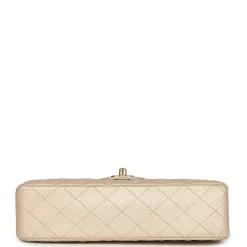Pre-owned Chanel Medium Classic Double Flap Pearly Beige Caviar Gold Hardware -Online Bag Store C M255 240131 1 SC 06