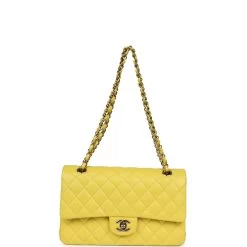 Chanel Medium Classic Double Flap Yellow Caviar Light Gold Hardware -Online Bag Store C M255 240208 1 07