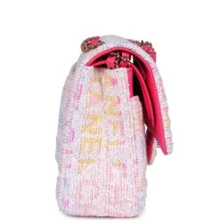 Chanel Medium Classic Double Flap Multicolor Tweed Light Gold Hardware -Online Bag Store C M255 240209 1 04