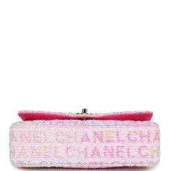 Chanel Medium Classic Double Flap Multicolor Tweed Light Gold Hardware -Online Bag Store C M255 240209 1 06