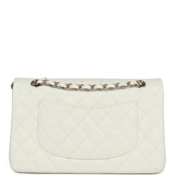 Chanel Medium Classic Double Flap White Caviar Light Gold Hardware -Online Bag Store C M255 240221 2 05