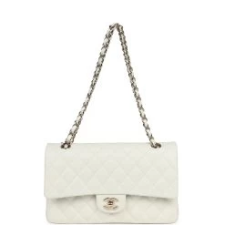 Chanel Medium Classic Double Flap White Caviar Light Gold Hardware -Online Bag Store C M255 240221 2 07