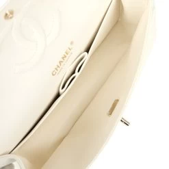 Chanel Medium Classic Double Flap White Caviar Light Gold Hardware -Online Bag Store C M255 240221 2 10