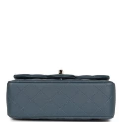 Chanel Mini Rectangular Flap With Top Handle Blue Lambskin Light Gold Hardware 17 Chanel Mini Rectangular Flap With Top Handle Blue Lambskin Light Gold Hardware -Online Bag Store C MN 230922 1 06