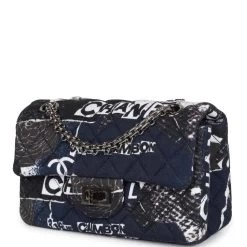 Chanel Mini Reissue 2.55 Flap Bag Navy Graffiti Jersey Ruthenium Hardware -Online Bag Store C MN255 230519 1 03