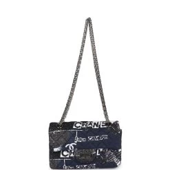 Chanel Mini Reissue 2.55 Flap Bag Navy Graffiti Jersey Ruthenium Hardware -Online Bag Store C MN255 230519 1 07