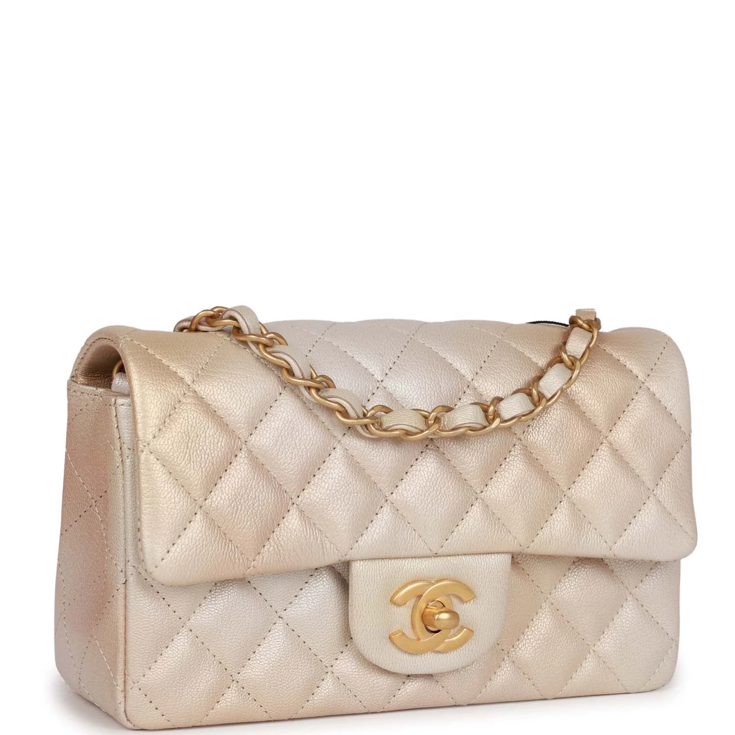 Chanel Mini Rectangular Flap Bag Beige Metallic Ombre Calfskin Aged Gold Hardware 4 Chanel Mini Rectangular Flap Bag Beige Metallic Ombre Calfskin Aged Gold Hardware - Image 2