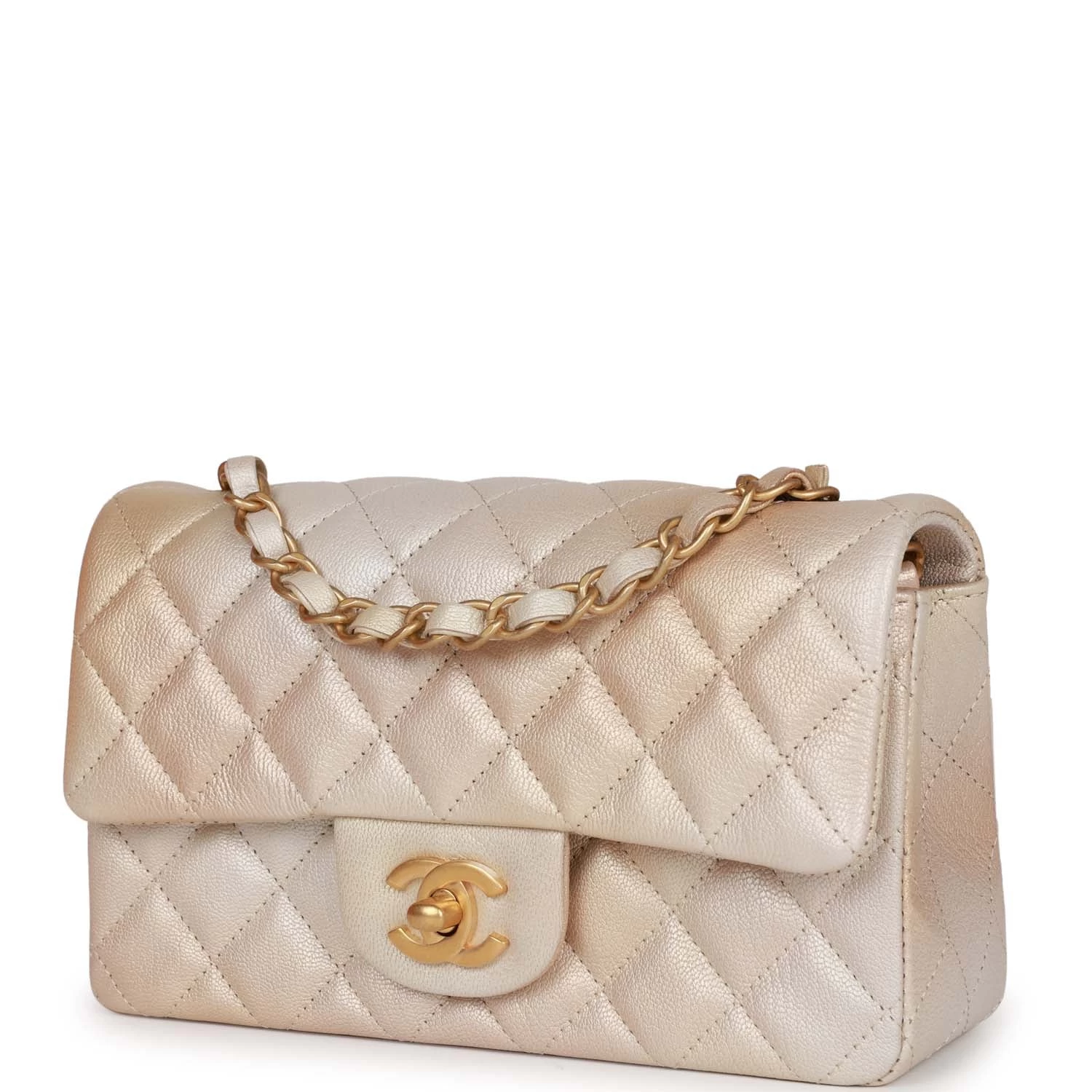 Chanel Mini Rectangular Flap Bag Beige Metallic Ombre Calfskin Aged Gold Hardware 7 Chanel Mini Rectangular Flap Bag Beige Metallic Ombre Calfskin Aged Gold Hardware - Image 5