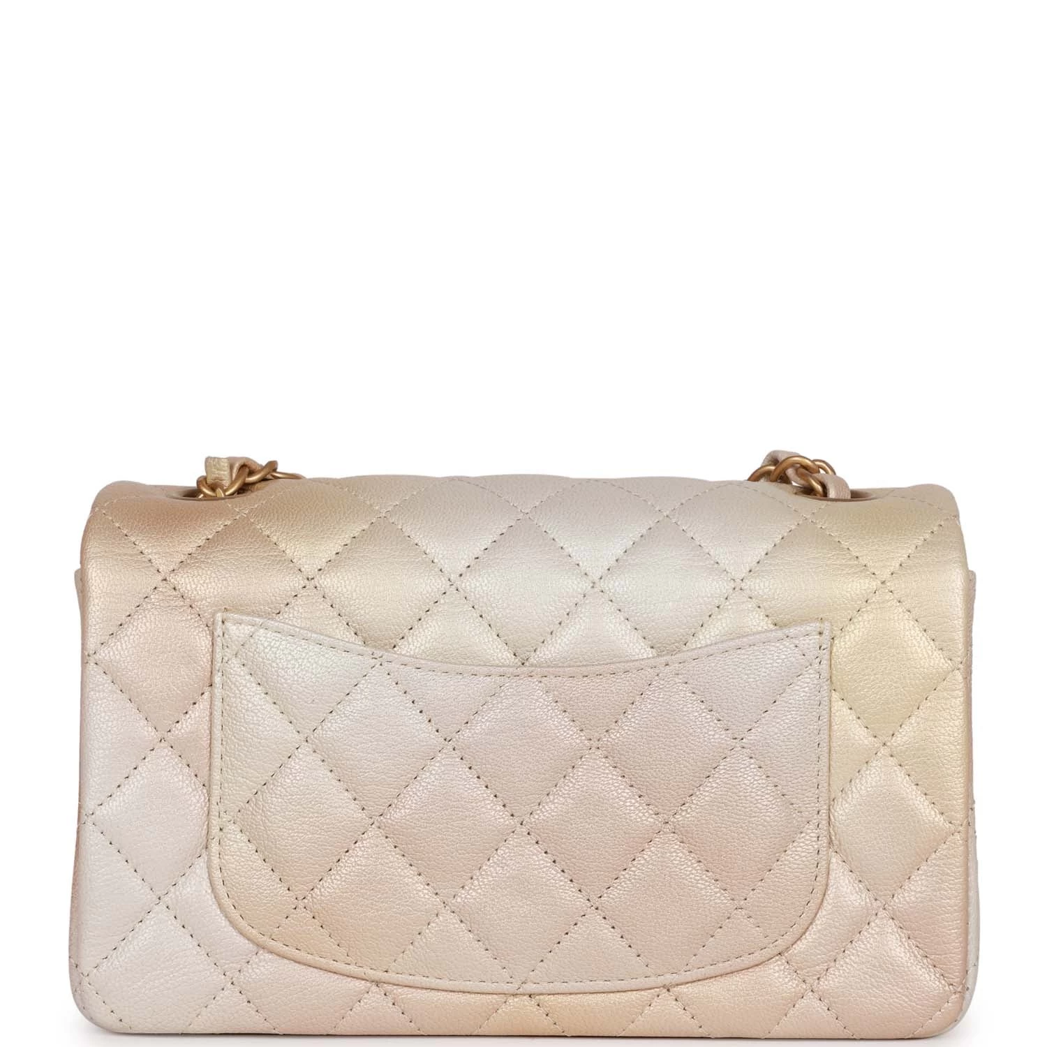 Chanel Mini Rectangular Flap Bag Beige Metallic Ombre Calfskin Aged Gold Hardware 6 Chanel Mini Rectangular Flap Bag Beige Metallic Ombre Calfskin Aged Gold Hardware - Image 4