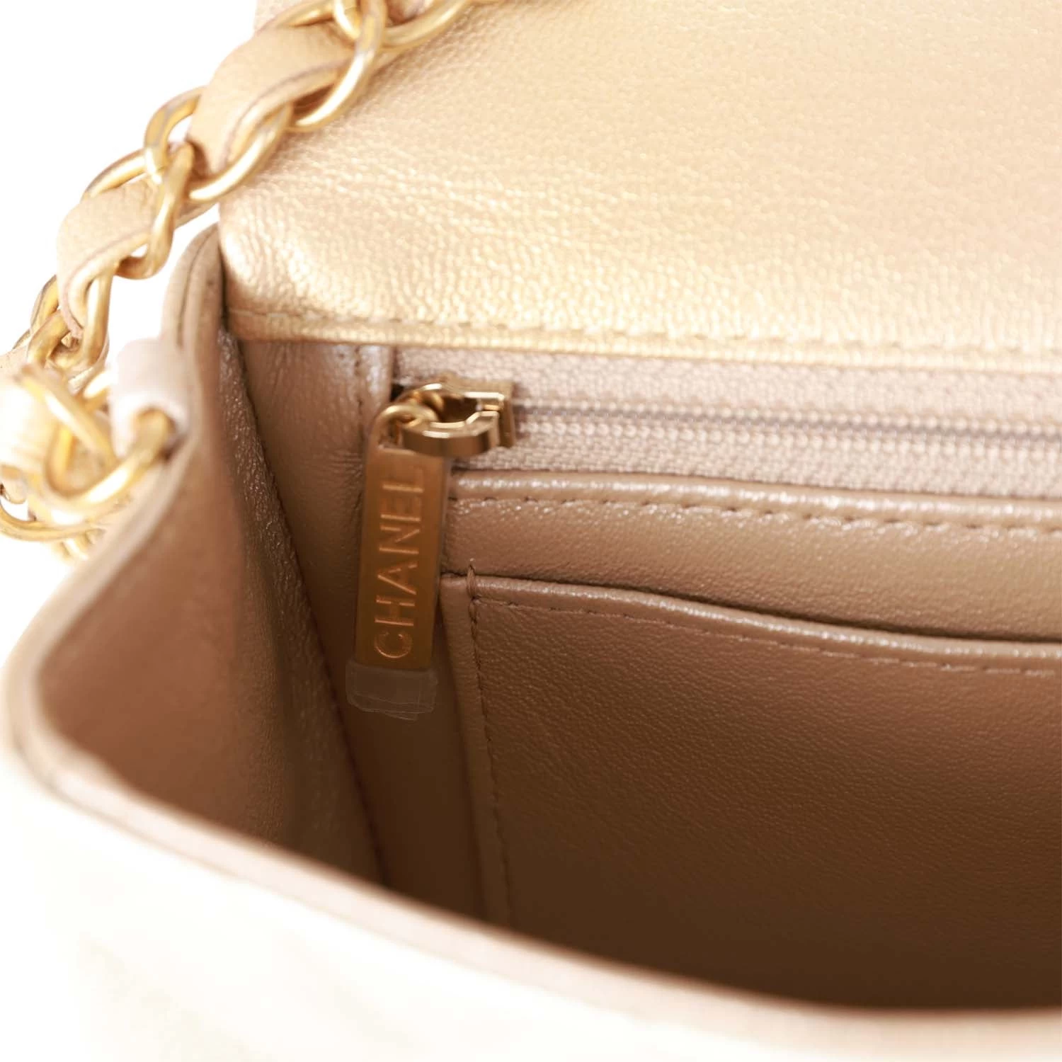 Chanel Mini Rectangular Flap Bag Beige Metallic Ombre Calfskin Aged Gold Hardware 12 Chanel Mini Rectangular Flap Bag Beige Metallic Ombre Calfskin Aged Gold Hardware - Image 10